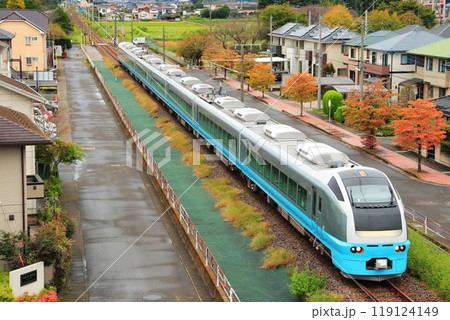 秋深まる水戸線を往くフレッシュひたちカラー。 119124149