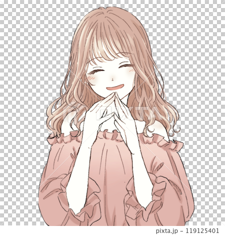 Smiley woman in pink clothes 119125401