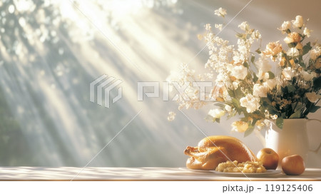 Festive table for autumn holidays 119125406