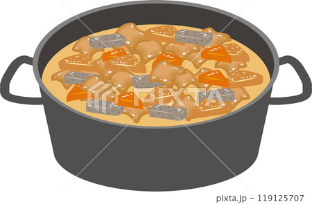大鍋に入ったもつ煮込み 大鍋に入ったもつ煮込み 119125707