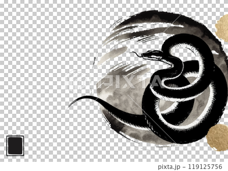 2025 Year of the Snake New Year's card material ink painting style 119125756
