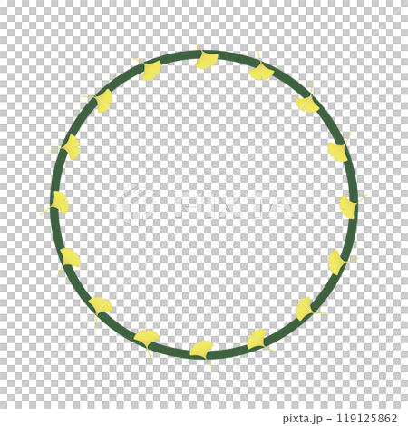 イチョウの葉の円形飾り枠イラスト 119125862