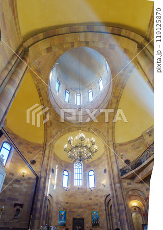 The ceiling of an Armenian church with a dome. 119125870