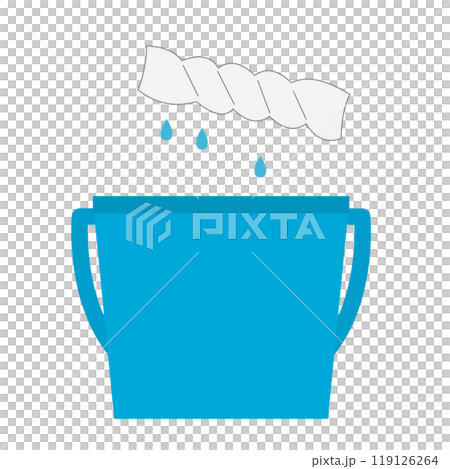 Illustration of a wrung out rag and bucket 119126264
