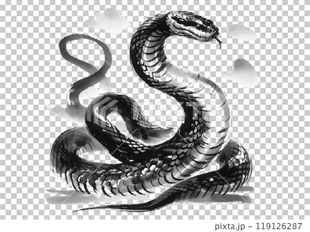 2025蛇年賀年片材質水墨畫風格 2025蛇年賀年片材質水墨畫風格 119126287