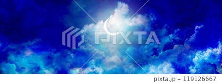 パステルカラーの入道雲の神秘的な宇宙背景ワイドイラスト 119126667