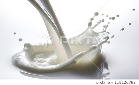 注がれる牛乳のクローズアップ 白背景 注がれる牛乳のクローズアップ 白背景 119126768