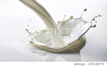 注がれる牛乳のクローズアップ 白背景 注がれる牛乳のクローズアップ 白背景 119126773