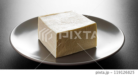 皿に乗せた木綿豆腐 皿に乗せた木綿豆腐 119126825