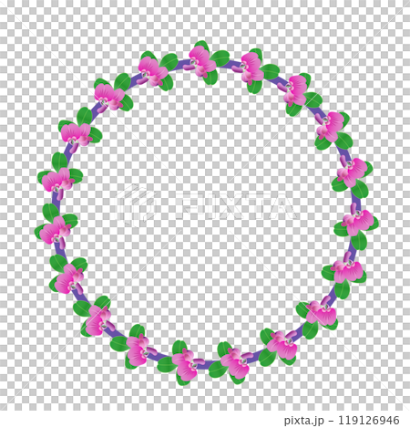 ハギの花の円形飾り枠イラスト 119126946