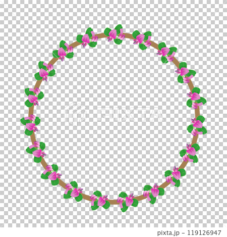 ハギの花の円形飾り枠イラスト 119126947
