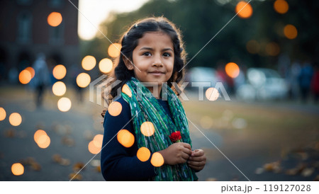 Portrait of Hope: Dark-Skinned Woman on International Poverty Eradication Day 119127028