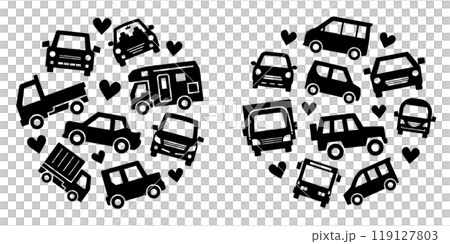 車のアイコンのサークルギャラリー(シルエット中くらいバージョン)ハート 119127803