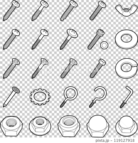 ネジやナット、ボルトなどのイラスト 119127918