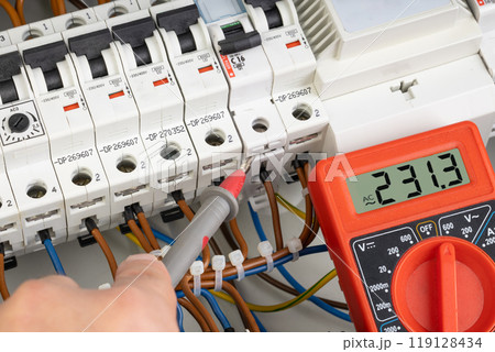 Electrical Circuit Breaker Testing with Digital Multimeter Electrical Circuit Breaker Testing with Digital Multimeter 119128434