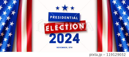 American presidential election banner with realistic USA flag American presidential election banner with realistic USA flag 119129032