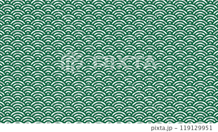 Seigaiha green background Japanese pattern vector 119129951