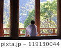 豊国神社で外を眺める後姿の青年 119130044