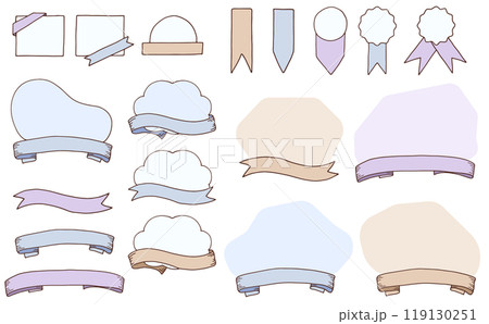 雲形とリボンのフレームアイコンのセット 119130251