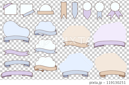 雲形とリボンのフレームアイコンのセット 119130251