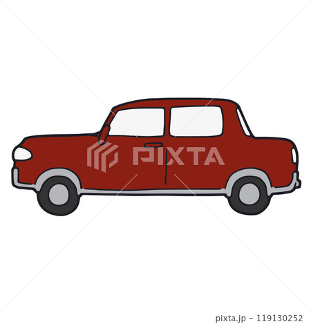 横から見たシンプルな赤い自動車 119130252