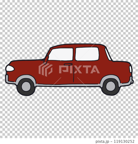 横から見たシンプルな赤い自動車 119130252