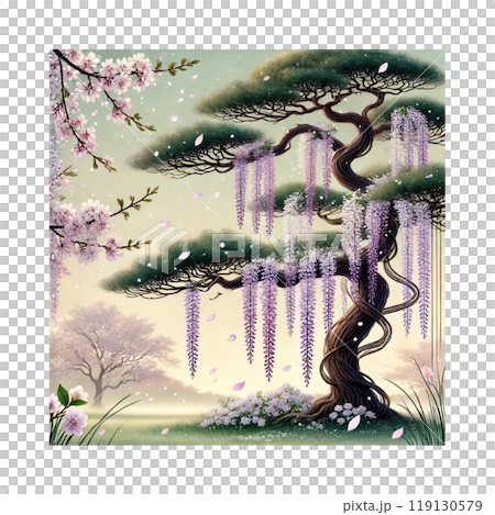 松、藤、桜　風流を愛でる情景かな　Generative AIイラスト 119130579