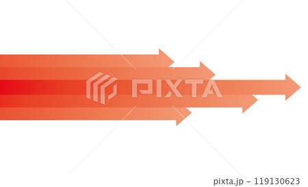 矢印　赤　背景　右に伸びる　進む	 119130623