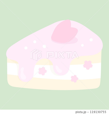 かわいい桜色の春ケーキイラスト 119130755