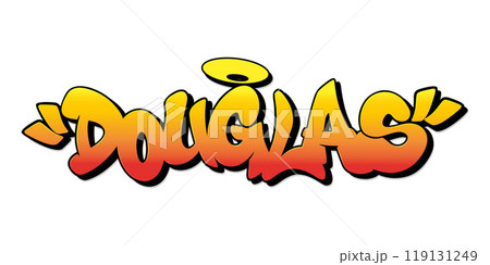 Douglas name in graffiti style. Vector illustration. 119131249