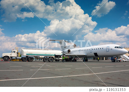 Refueling passenger jet plane at the airport Refueling passenger jet plane at the airport 119131353
