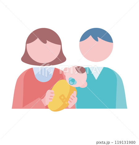 赤ちゃんを抱っこする夫婦 119131980