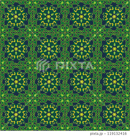 Tatar Native Ornamental border in Arabic style. Ornamental circle with colorful gradients in tatar tradition. Floral pattern with tulips 119132416