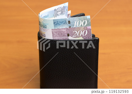 Botswana pula in the black wallet 119132593