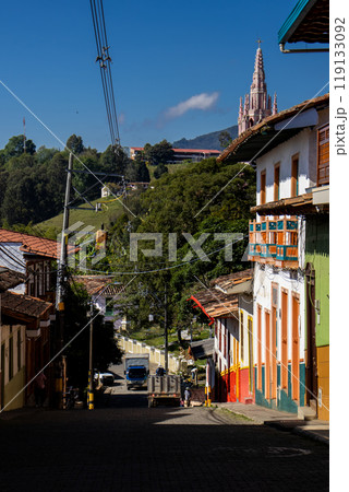 Beautiful streets of the Heritage Town of Jerico located in the Department of Antioquia in Colombia. Beautiful streets of the Heritage Town of Jerico located in the Department of Antioquia in Colombia. 119133092