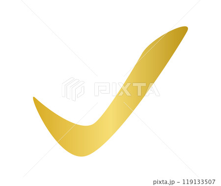 黄金の手書き風のチェックマーク 119133507