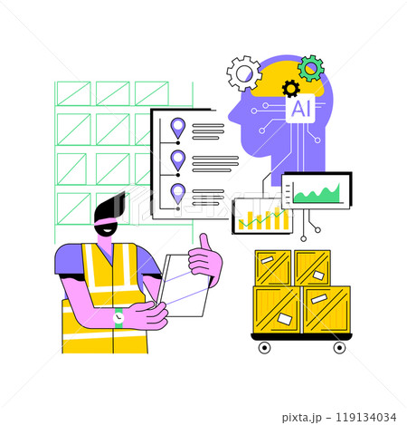 AI-Driven Inventory Automation abstract concept vector illustration. 119134034
