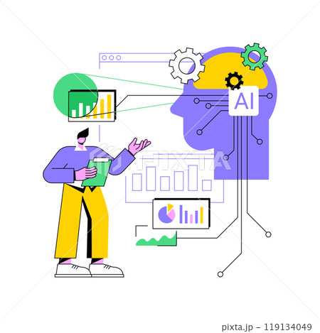 Interactive Data Visualization by AI abstract concept vector illustration. 119134049