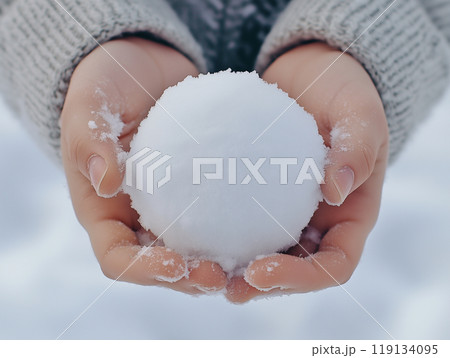手に持つ雪玉 119134095