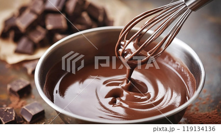 溶けたチョコレートと泡立て器 119134136