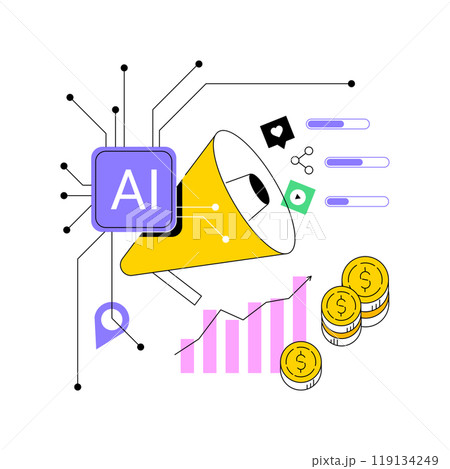 AI-Identified Social Media Sales Insights abstract concept vector illustration. AI-Identified Social Media Sales Insights abstract concept vector illustration. 119134249