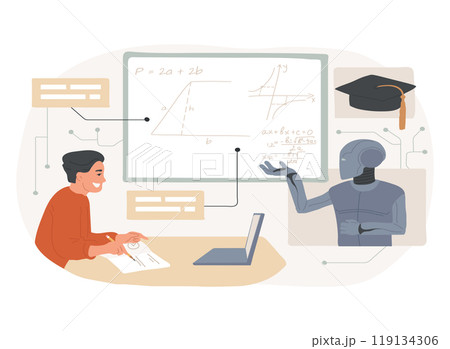 AI-Powered Virtual Tutors abstract concept vector illustration. AI-Powered Virtual Tutors abstract concept vector illustration. 119134306