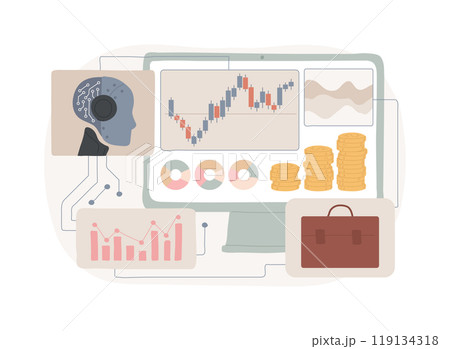 AI-Optimized Investment Portfolio Management abstract concept vector illustration. 119134318
