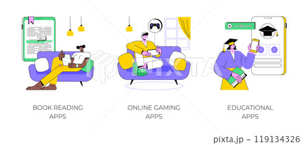 Education and entertainment apps isolated cartoon vector illustrations. 119134326