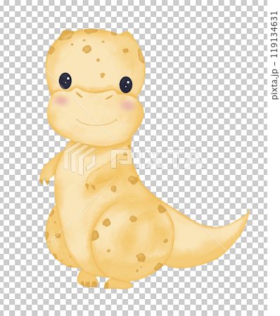 Dinosaur theranosaurus yellow illustration watercolor color children's light and bright for design printing and web use	 119134631