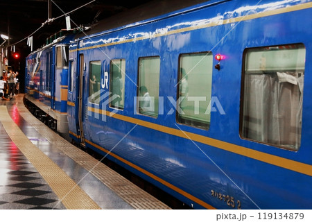 伝統の上野駅13番ホームに停車して旅立ちの時を待つ寝台特急北斗星 119134879