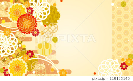 黄金色イメージの和風な秋の背景 119135140