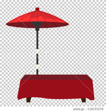 床几台と野点傘のイラスト 床几台と野点傘のイラスト 119135278