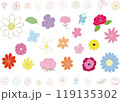 様々な種類の花のカラフルなイラストセット 119135302