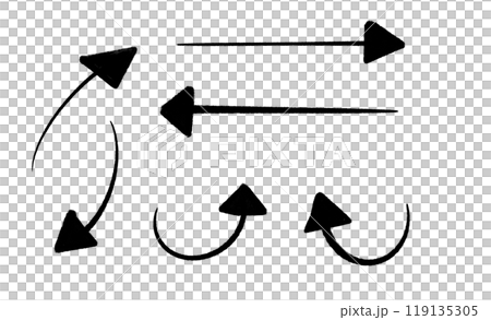 帶有直線和曲線的簡單手繪風格箭頭圖 帶有直線和曲線的簡單手繪風格箭頭圖 119135305
